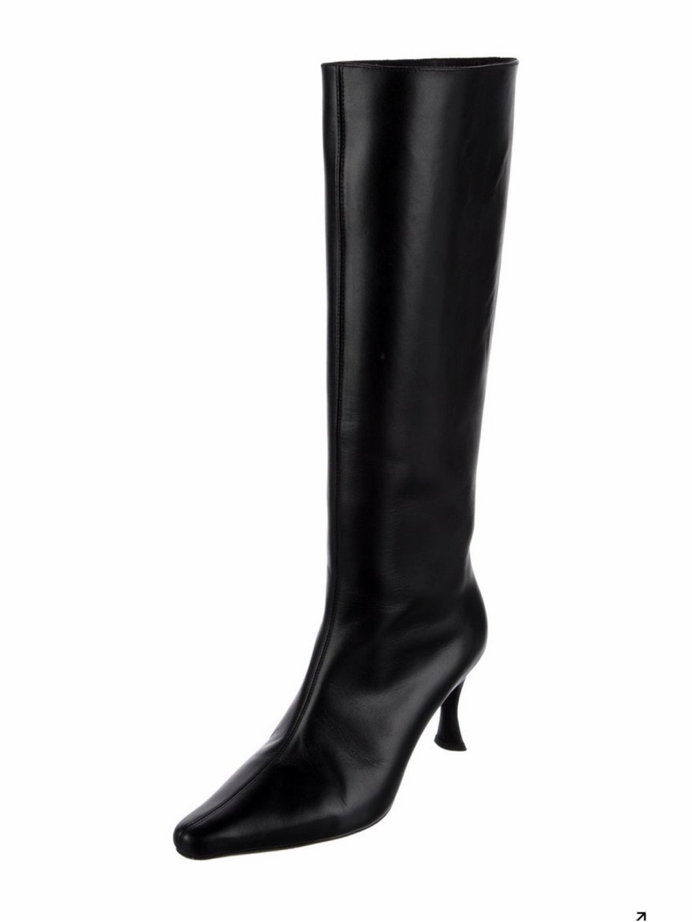 BY FAR Black Leather Tall Heel Boots